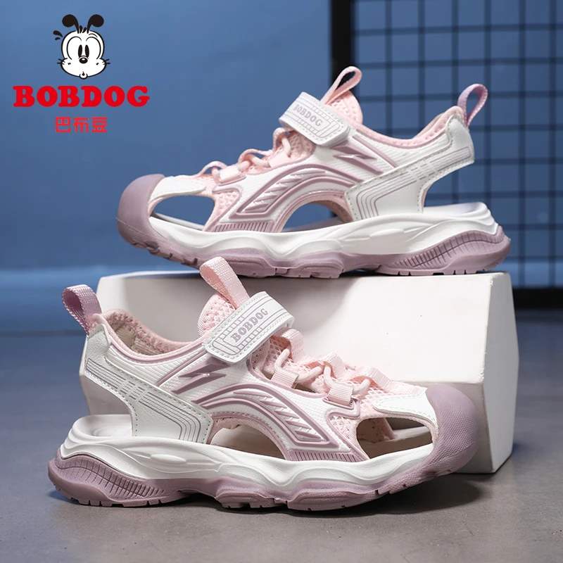 巴布豆童鞋2025夏季新款女童包头凉鞋防滑儿童沙滩鞋中大童运动鞋