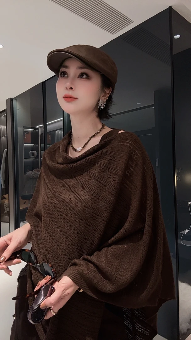 FANYE 2025早秋新款双色多功能针织披肩5332