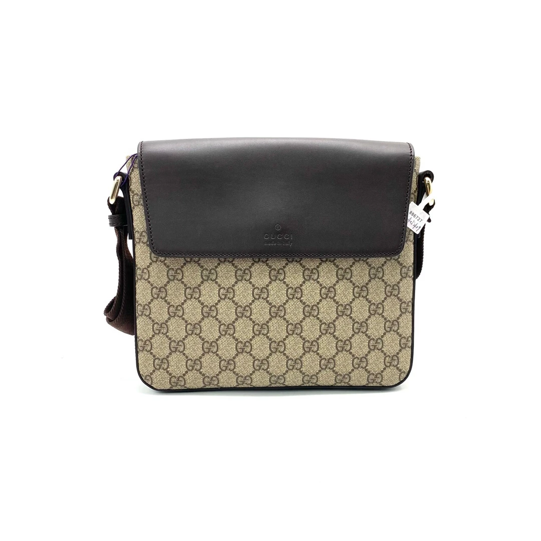 99新 GUCCI/古驰 经典老花拼皮斜挎包 尺寸26/22翻盖单肩奢侈