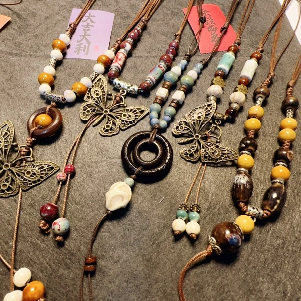 合成金属陶瓷手链 景德镇陶瓷项链女款网红ins毛衣链复古百搭