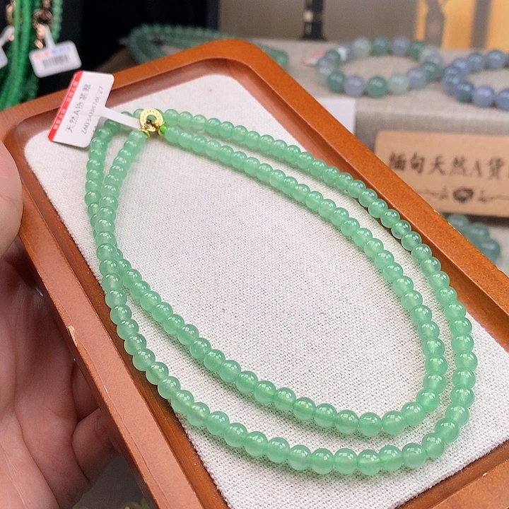 翡翠合金手链正冰晴绿长项链，性价比