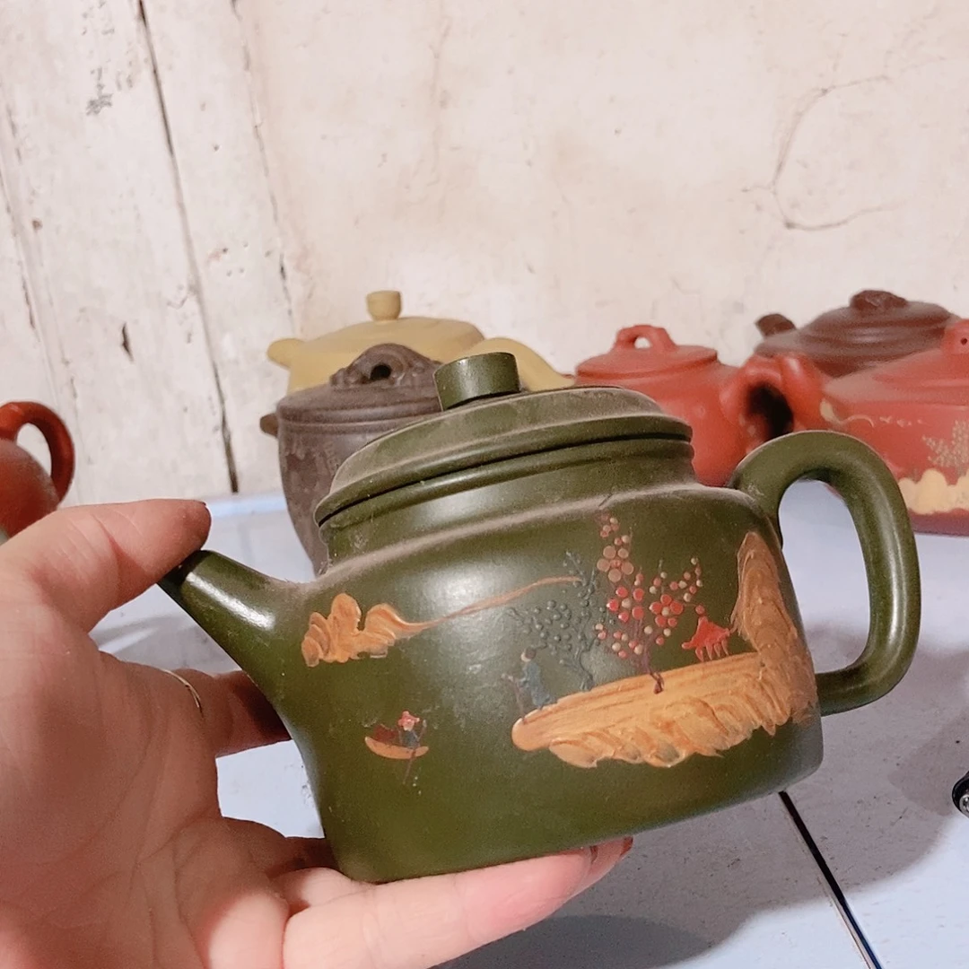 茶壶绿泥宜兴紫砂全手工制作