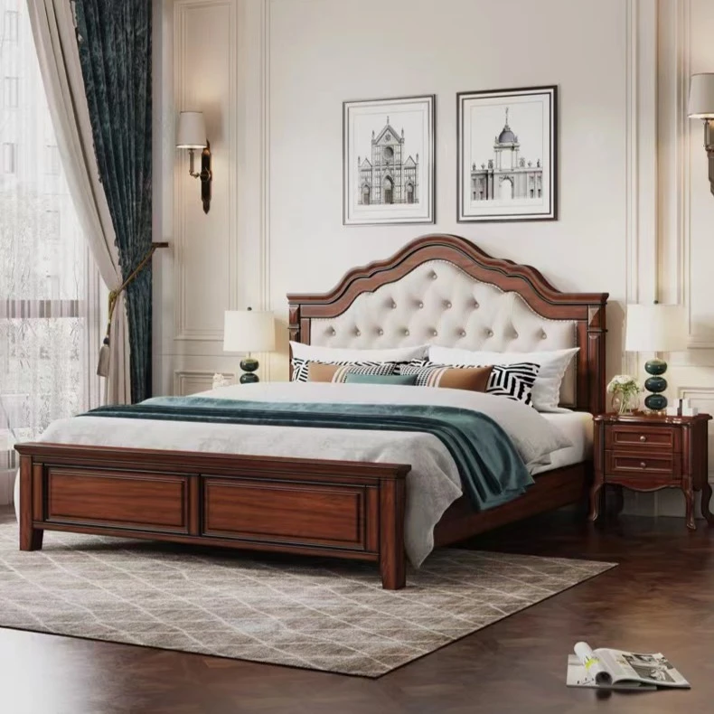 北美进口桃花心木美式中式全实木大床家用主卧室床主卧大床实木床