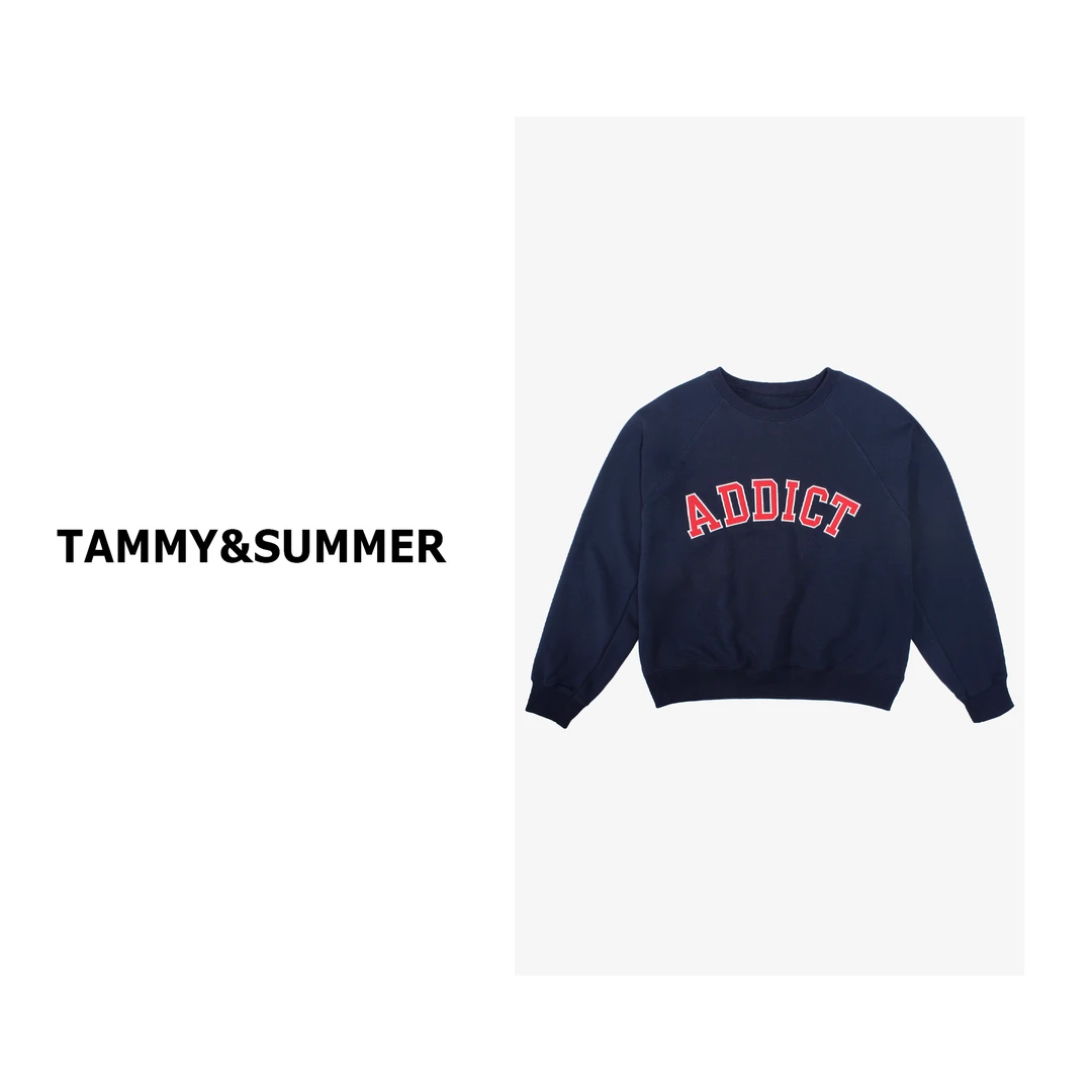 【Tammy&Summer】圆领休闲百搭撞色字母插肩袖宽松休闲卫衣25225