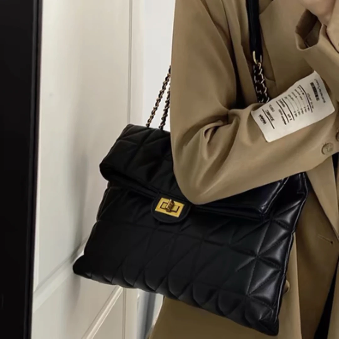 CLEVER链条托特包包女2025新款日常可用单肩斜挎包