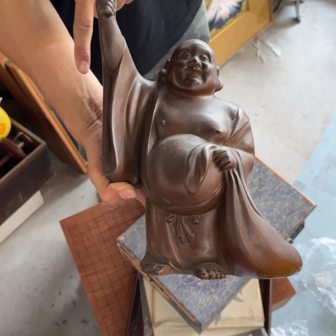 于***风瓷片铜布袋 瓷片中古回流孤品一件