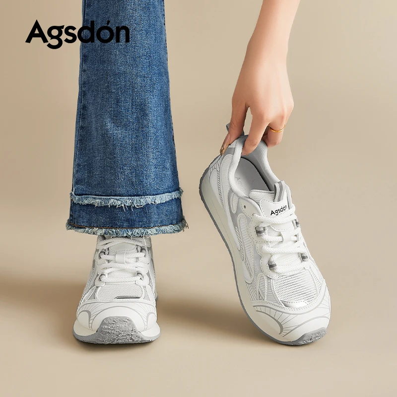 奥古狮登厚底阿甘鞋女2025新款夏季网面透气软底德训鞋百搭小白鞋