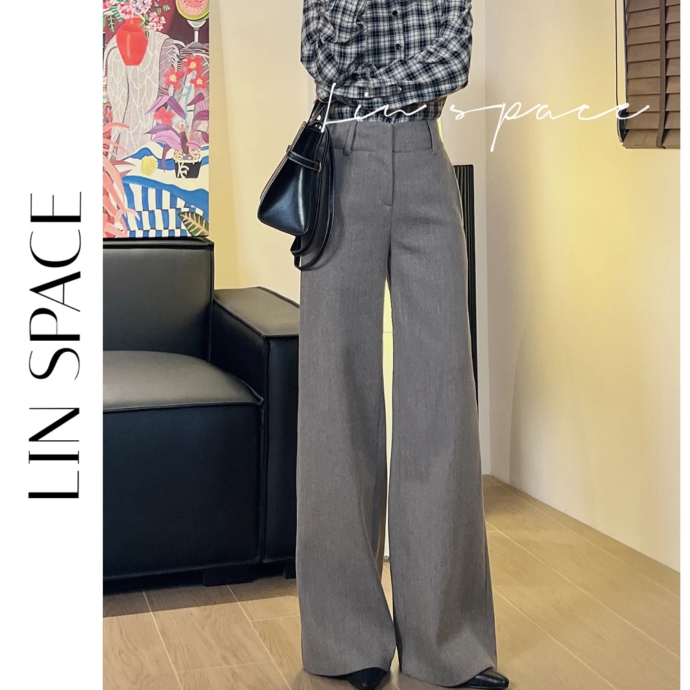 陈陈琳呀【羊毛西裤】加厚垂感西裤女极简直筒设计感显瘦休闲裤浅杏