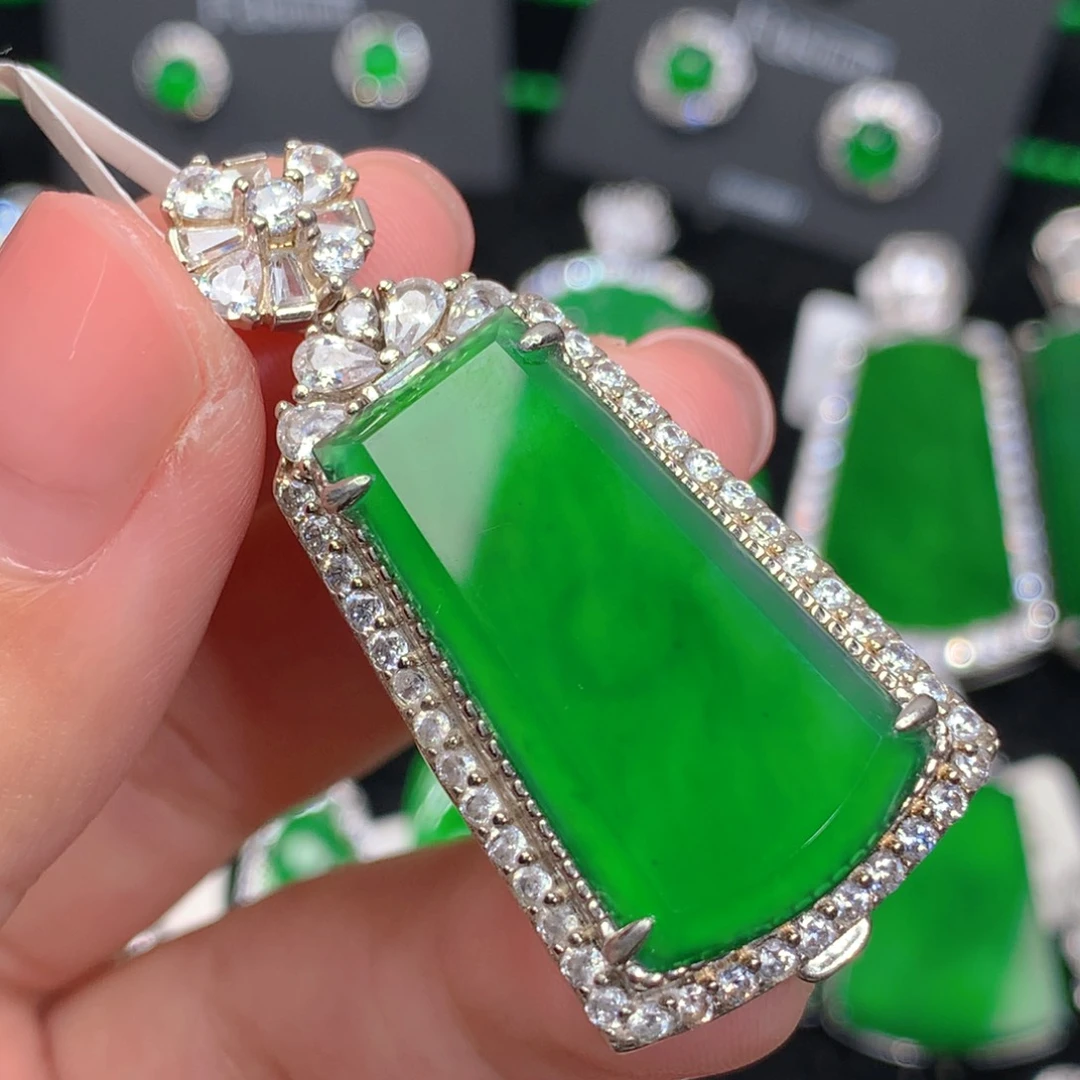 翡翠吊坠(不含链)银S925镶嵌