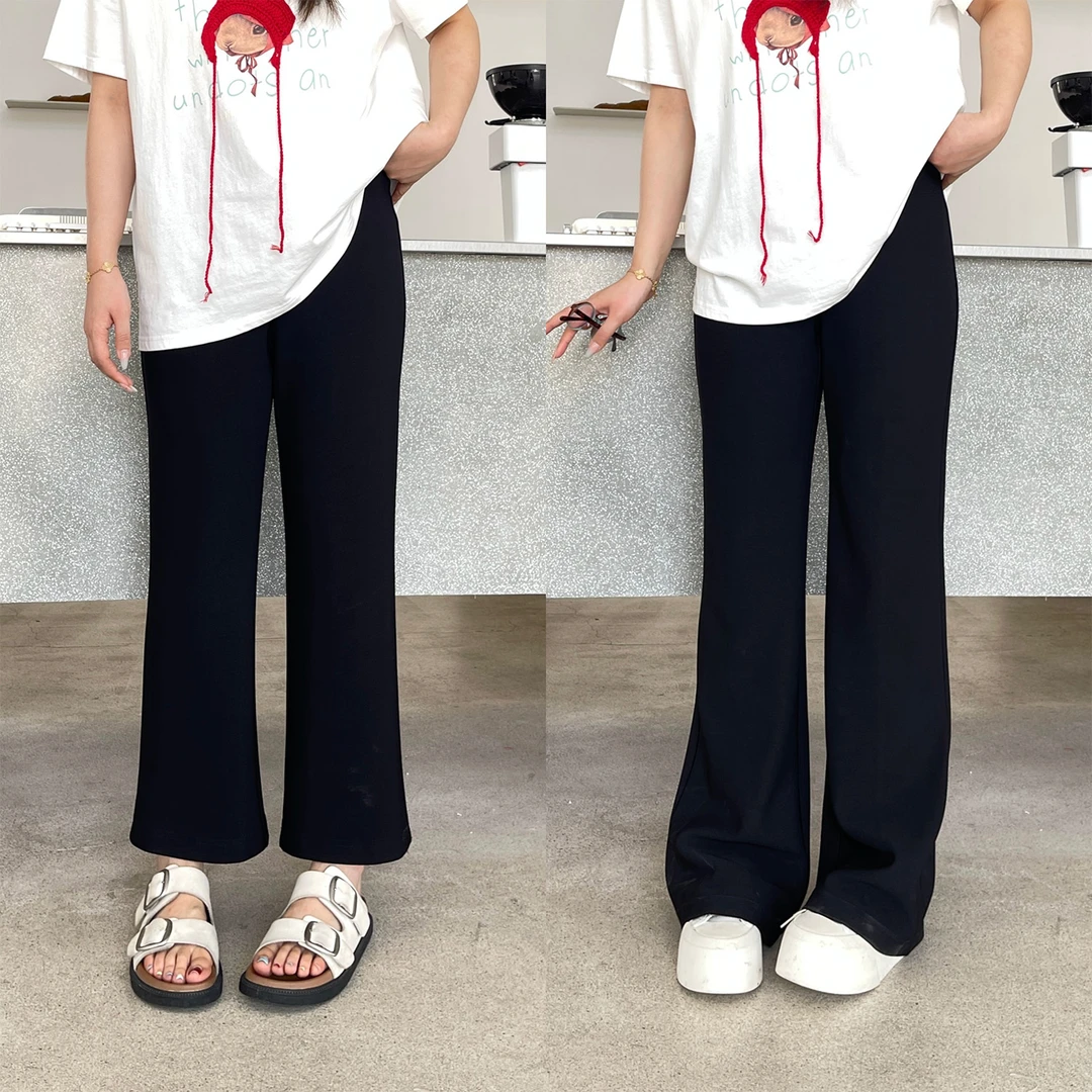 裂渡宣宣【PS超模腿】微胖大码女秋百搭显瘦九分微喇休闲裤ZY504F66