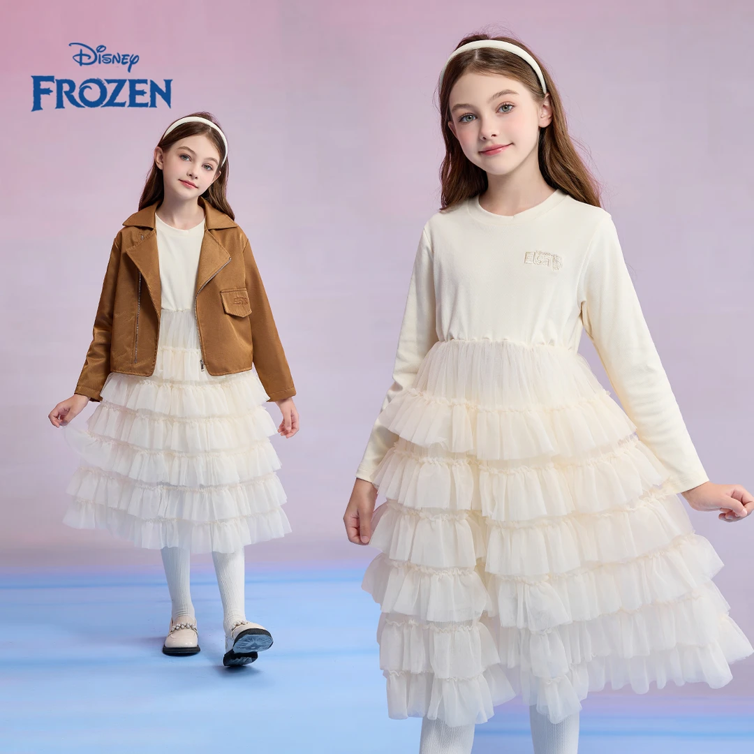 Disney/迪士尼女童连衣裙套装2025新款儿童中大童外套长裙两件套