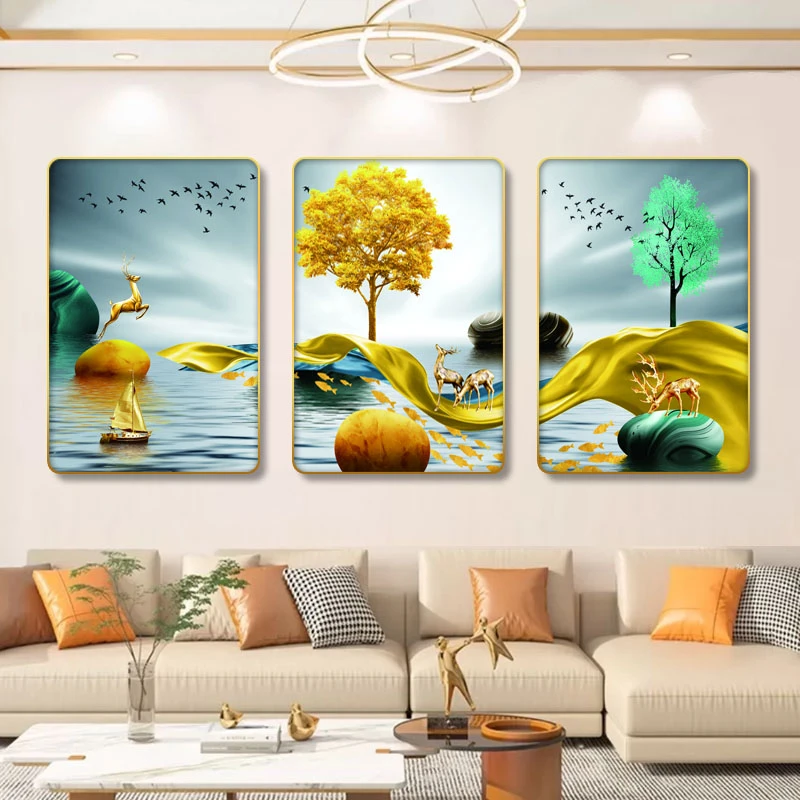 S007步步高升客厅背景墙挂画装饰画客厅高级感客厅装饰画捡漏3-10