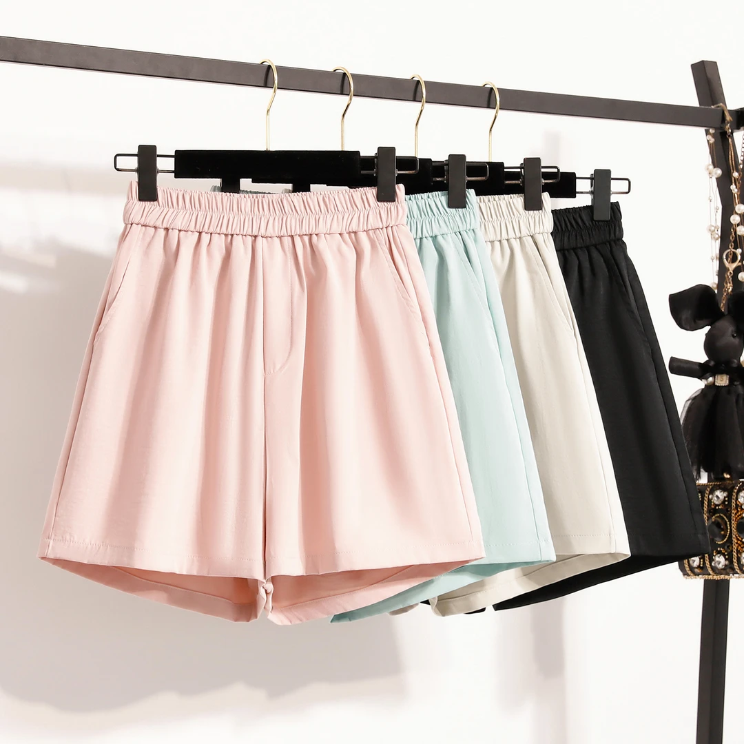 高腰阔腿裤女夏季遮肚显瘦高级感外穿a字休闲运动短裤子-QGQY5368