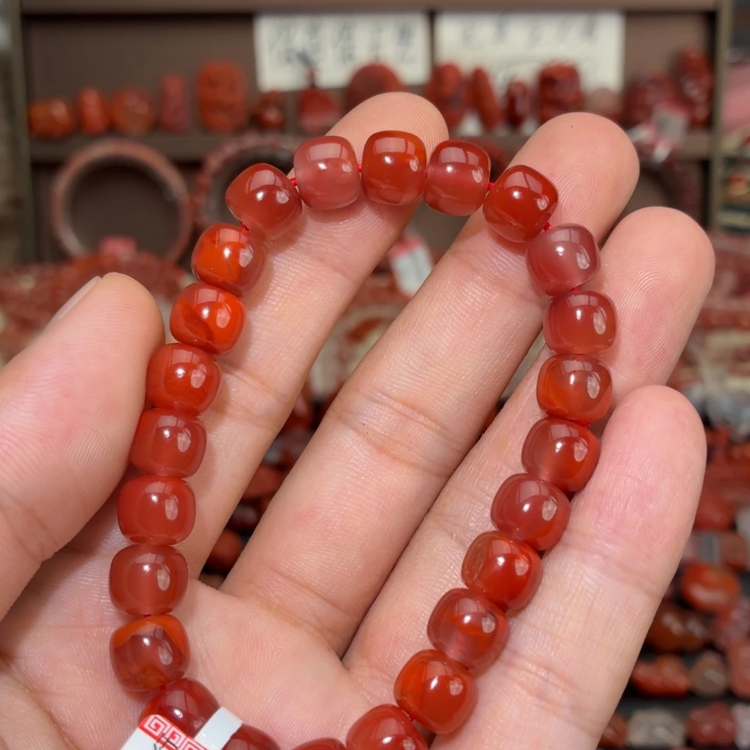 南红玛瑙未镶嵌颈饰老型单圈9+