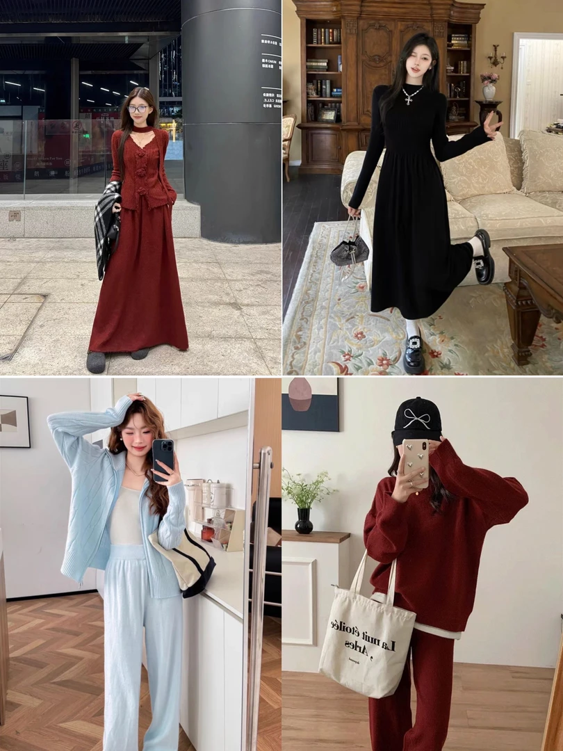 [1号]A308~A820编号/十三行早秋新款气质优雅显瘦氛围女装连衣裙.