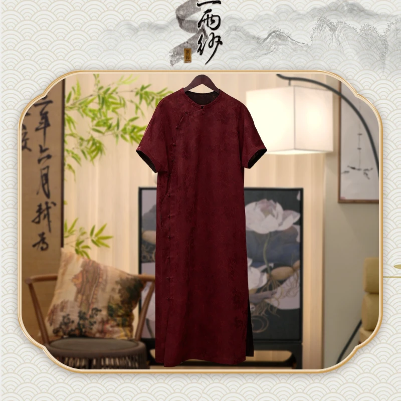 【红庆●旗袍奥黛】239893桑蚕丝小重缎香宝罗香云纱连衣裙新中式45