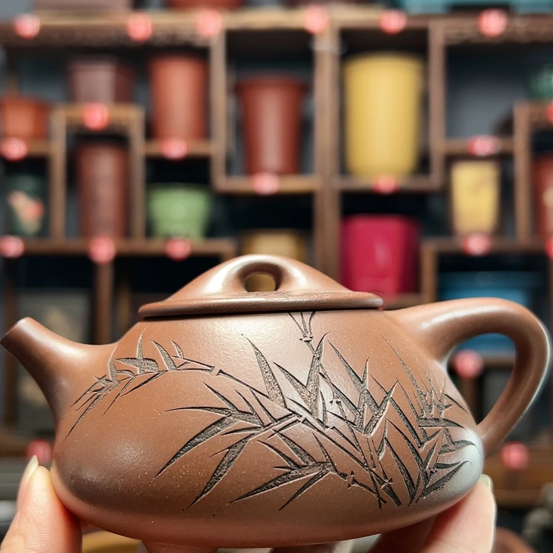紫砂花盆畅*者石瓢茶壶