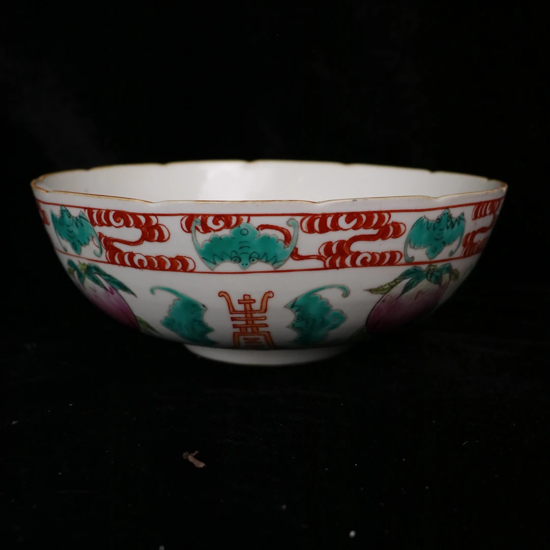 粉彩花卉花口赏碗X295P