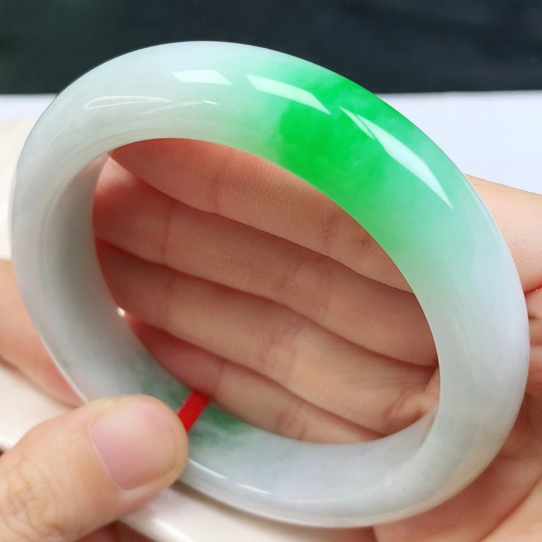 未镶嵌手镯翡翠56.8圈口白底青235