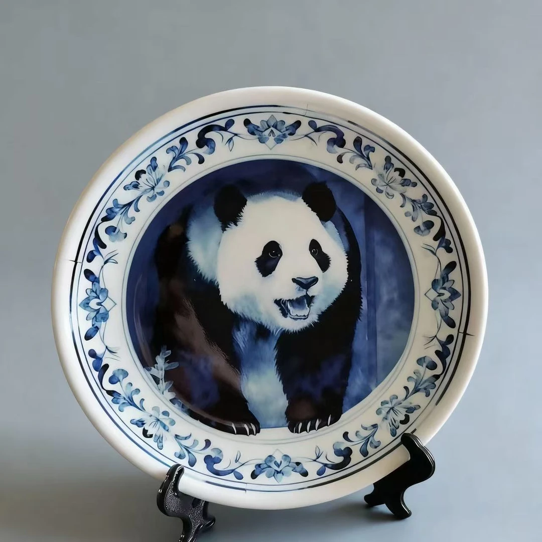大熊猫福宝陶瓷盘订制