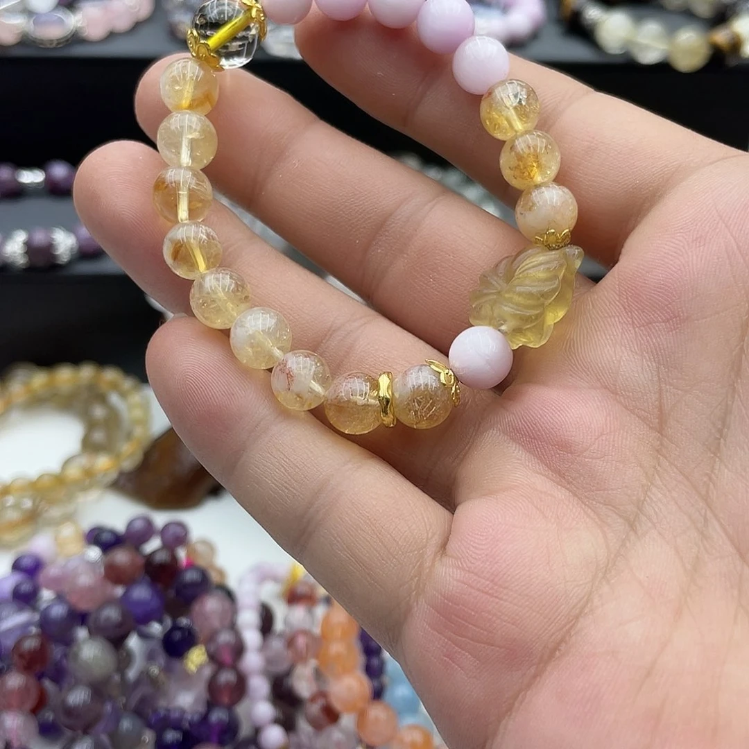 水晶手链未镶嵌蜂蜜奶盖紫锂辉