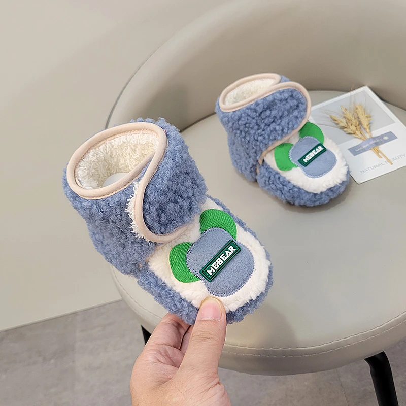 Z114冬季加厚新生婴儿鞋宝宝软胶底学步鞋保暖防掉加绒棉鞋
