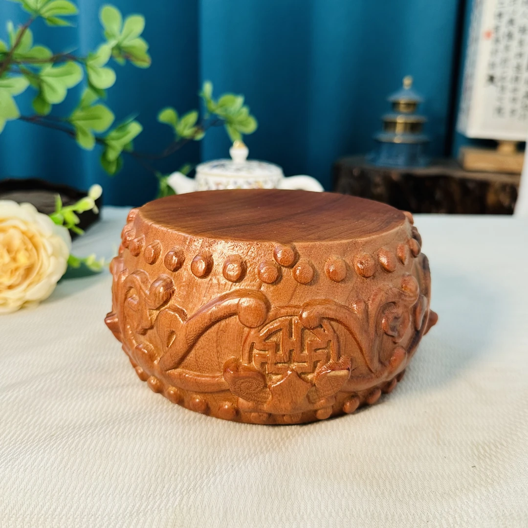 香樟木缠枝莲底座壶承