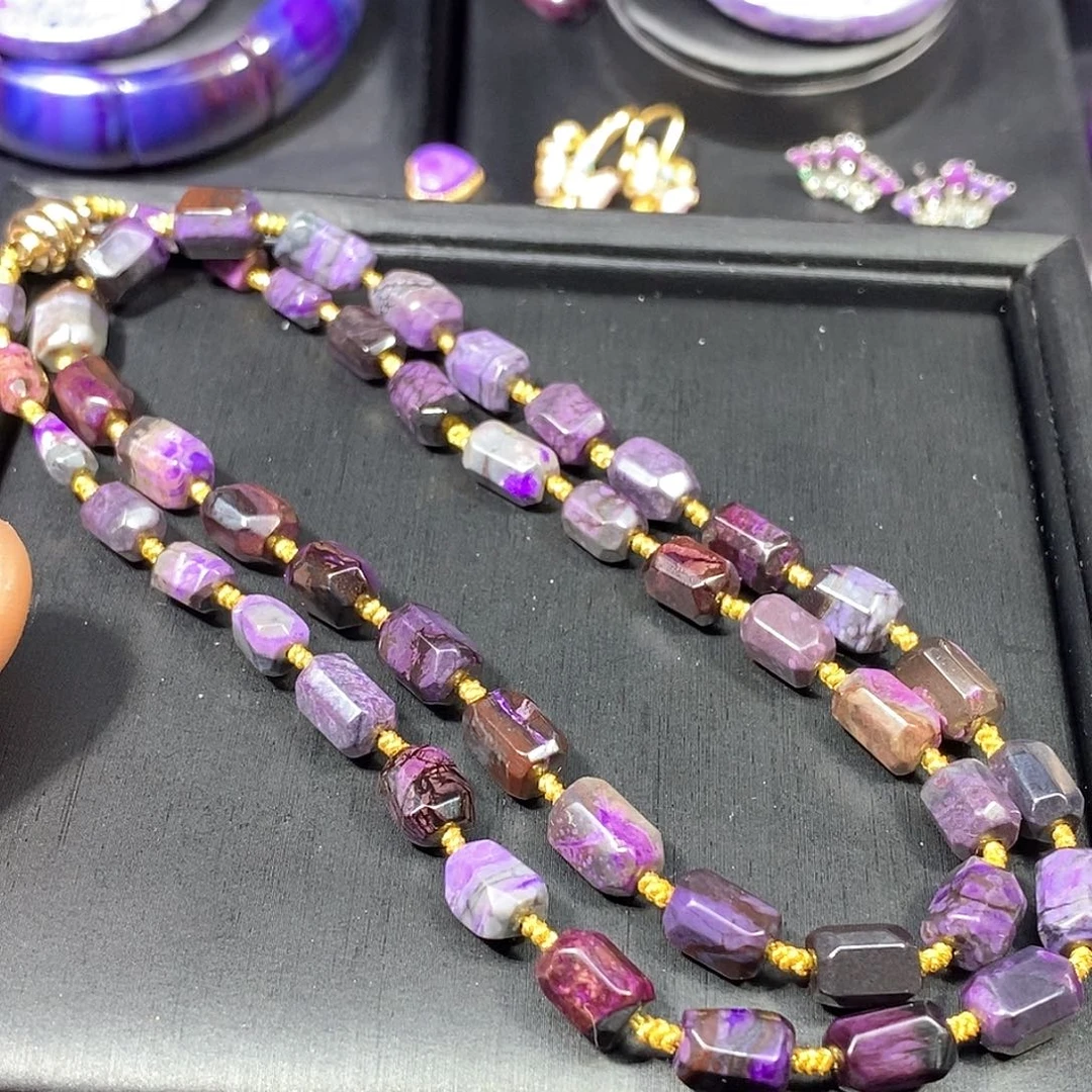 苏纪石（舒俱来）未镶嵌南非舒俱来泥地皇家紫钻切项链