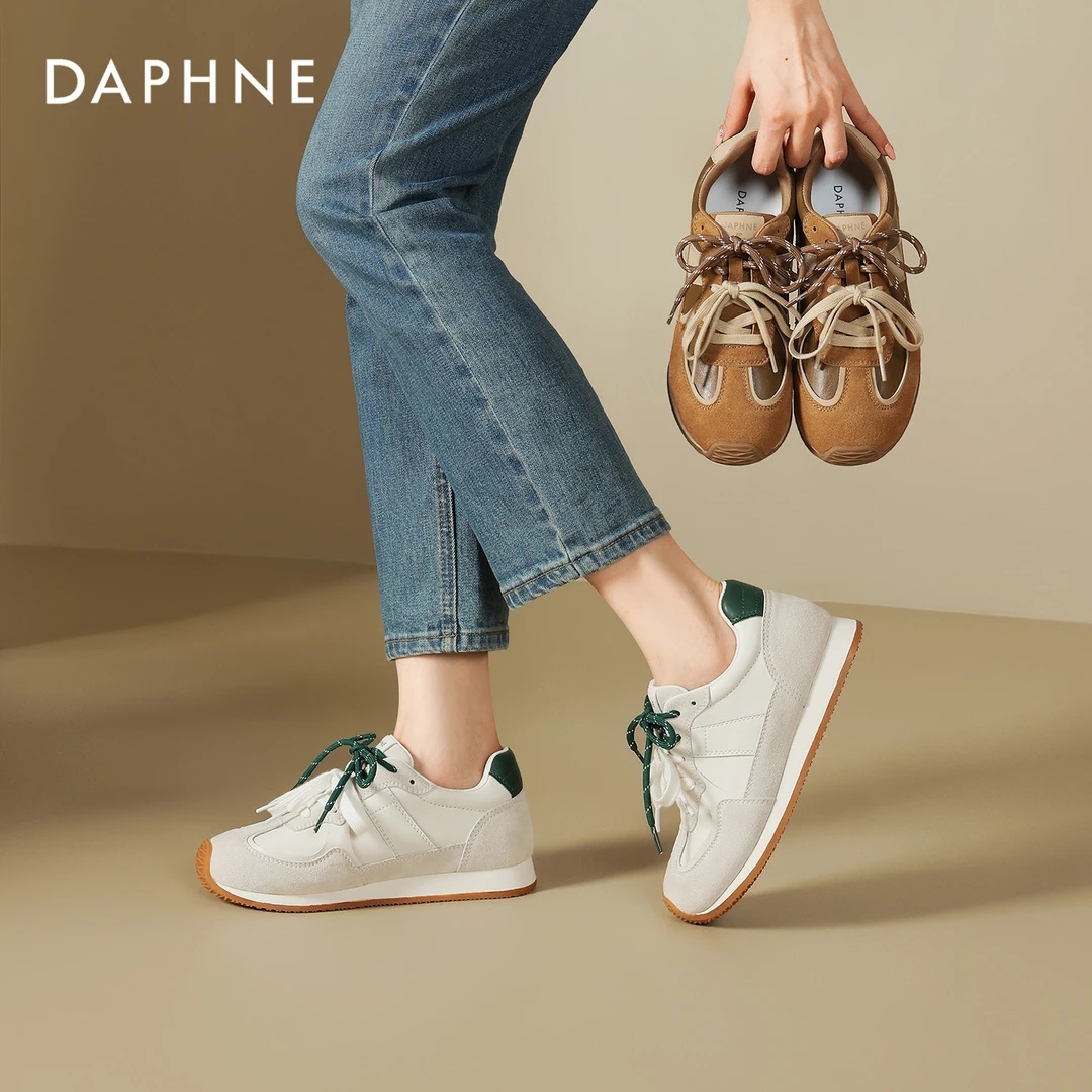 达芙妮网红爆款休闲鞋女复古德训鞋2025夏季百搭舒适不累脚运动鞋