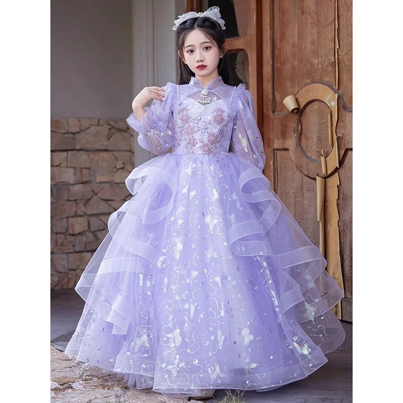 女童礼服高端生日花童婚礼儿童小女孩演出服钢琴演奏