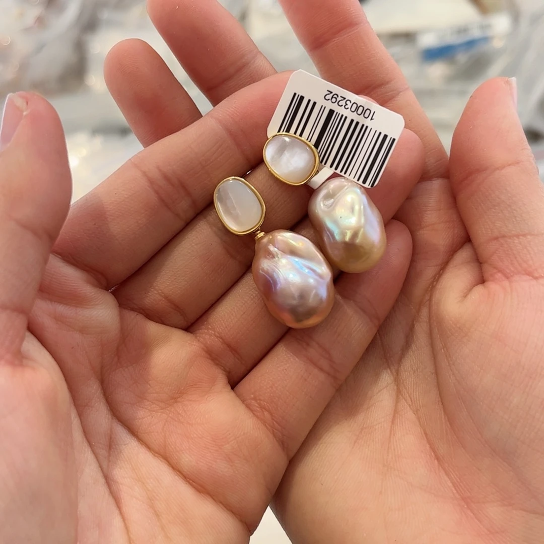 淡水珍珠耳饰合金