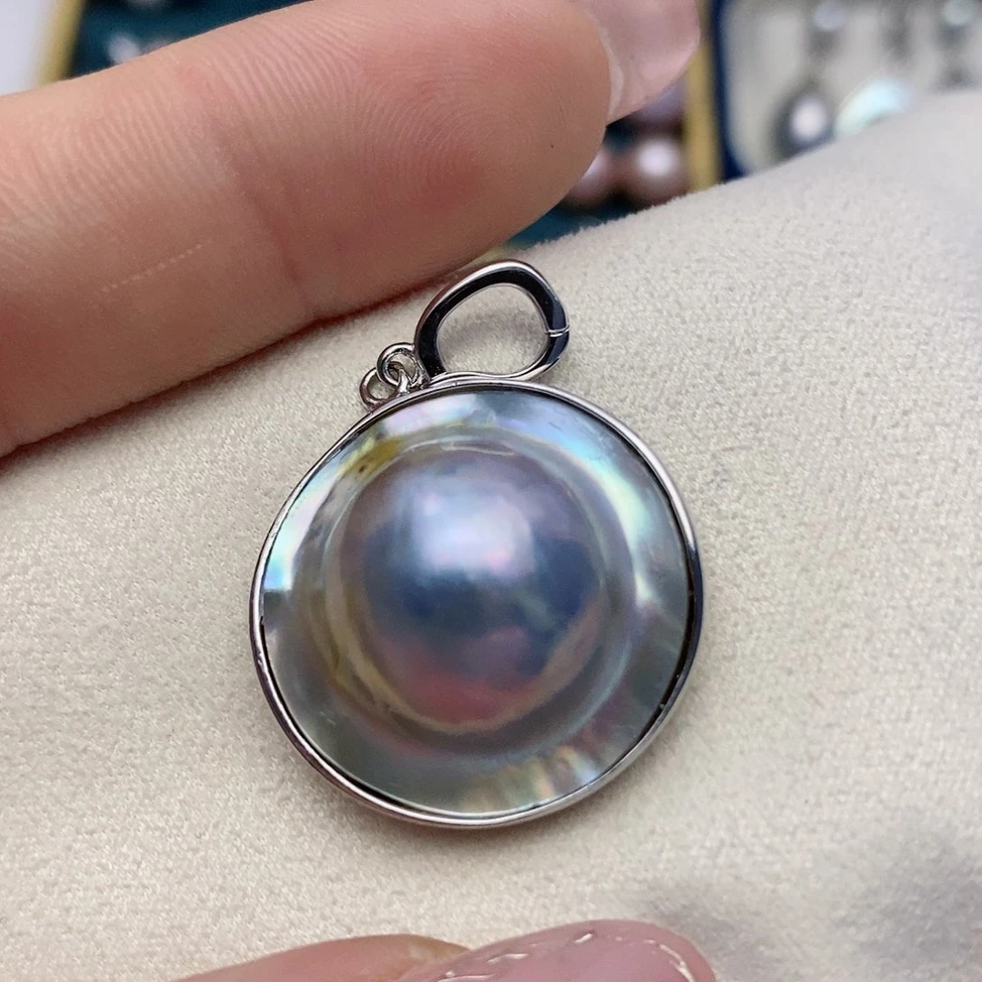 【闪购商品】拼合珍珠（马贝珠）颈饰银S925镶嵌18