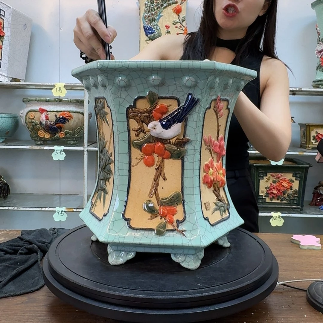 润***行无花朵石湾盆300陶泥花盆