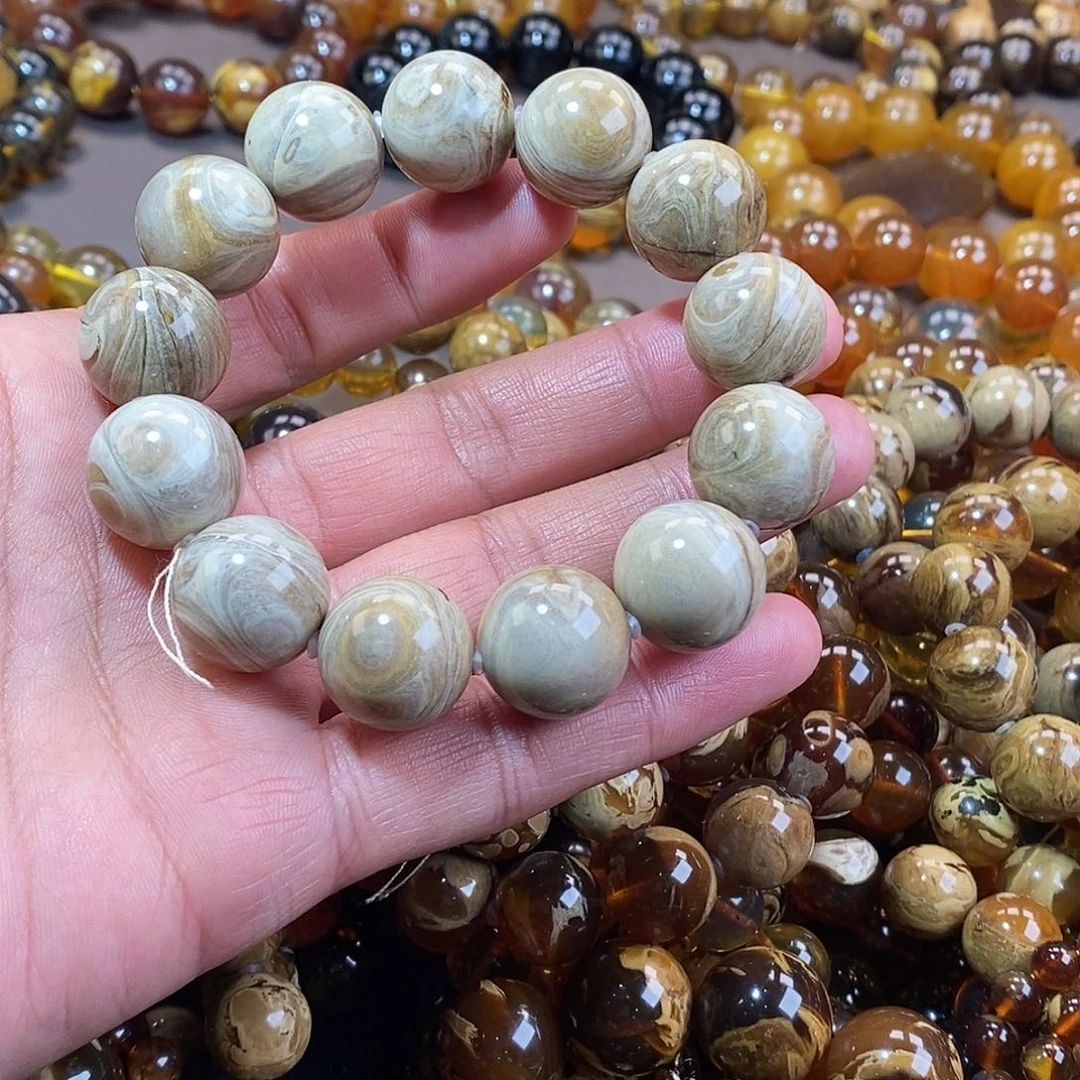 赴***尘琥珀未镶嵌手链天然缅甸琥珀