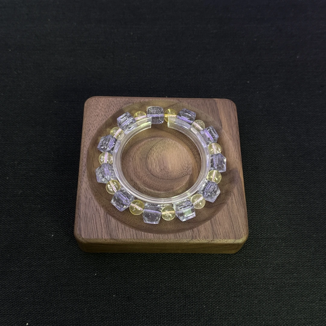 非金属珐琅手链 宝光纪饰品 284 紫黄方糖珠10mm 多样性发货