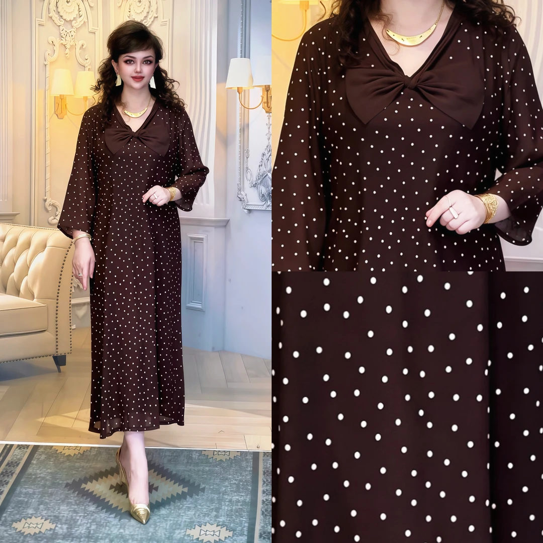 娜孜妮大码辣妈时尚女装 | 蝴蝶波点舒适遮肉宽松连衣裙