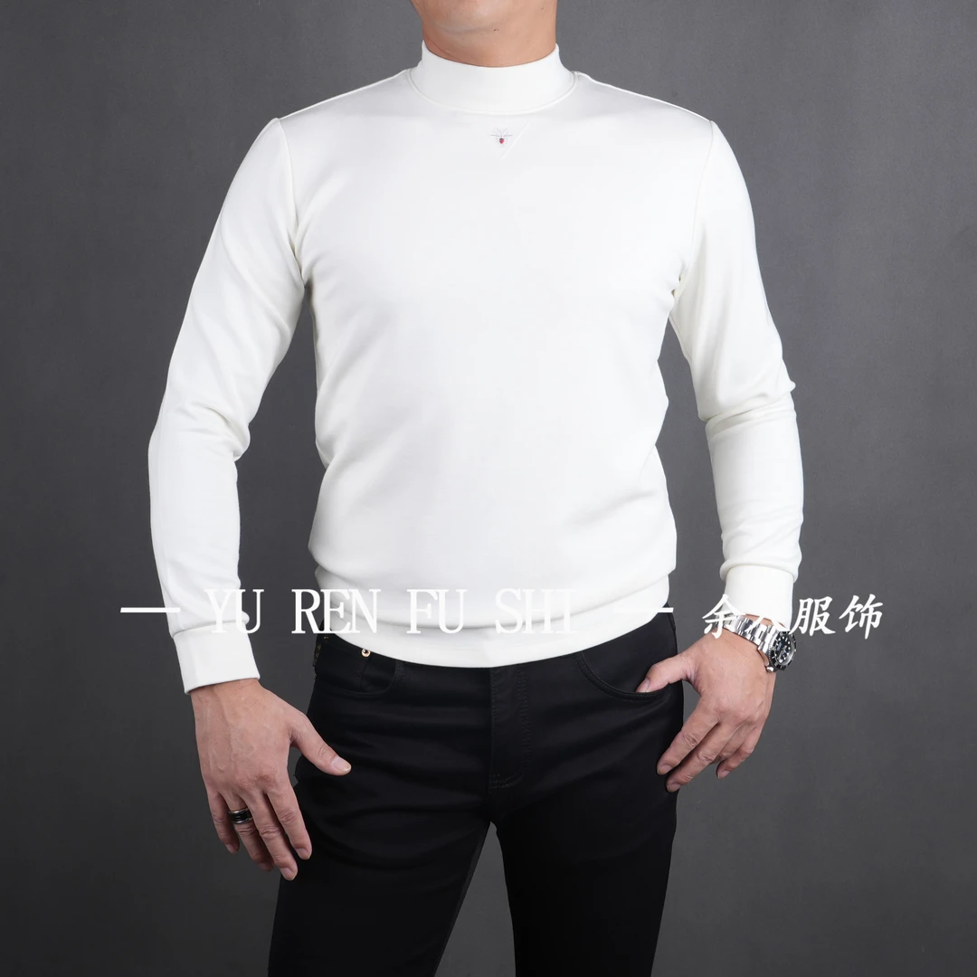 9517秋冬季男士长袖t恤绵羊毛莫代尔棉中领打底衫圆领上衣百搭款