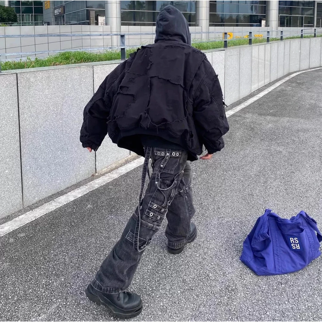 聪明陈 手工破坏风格夹棉外套80215