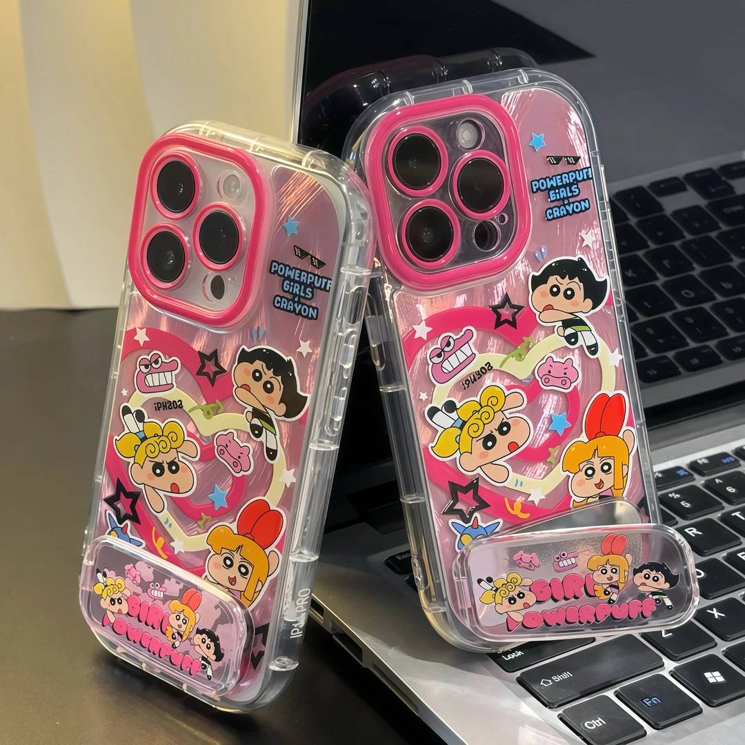 飞天女警小新镜子支架适用苹果15/16pro手机壳vivo华为oppo小米14