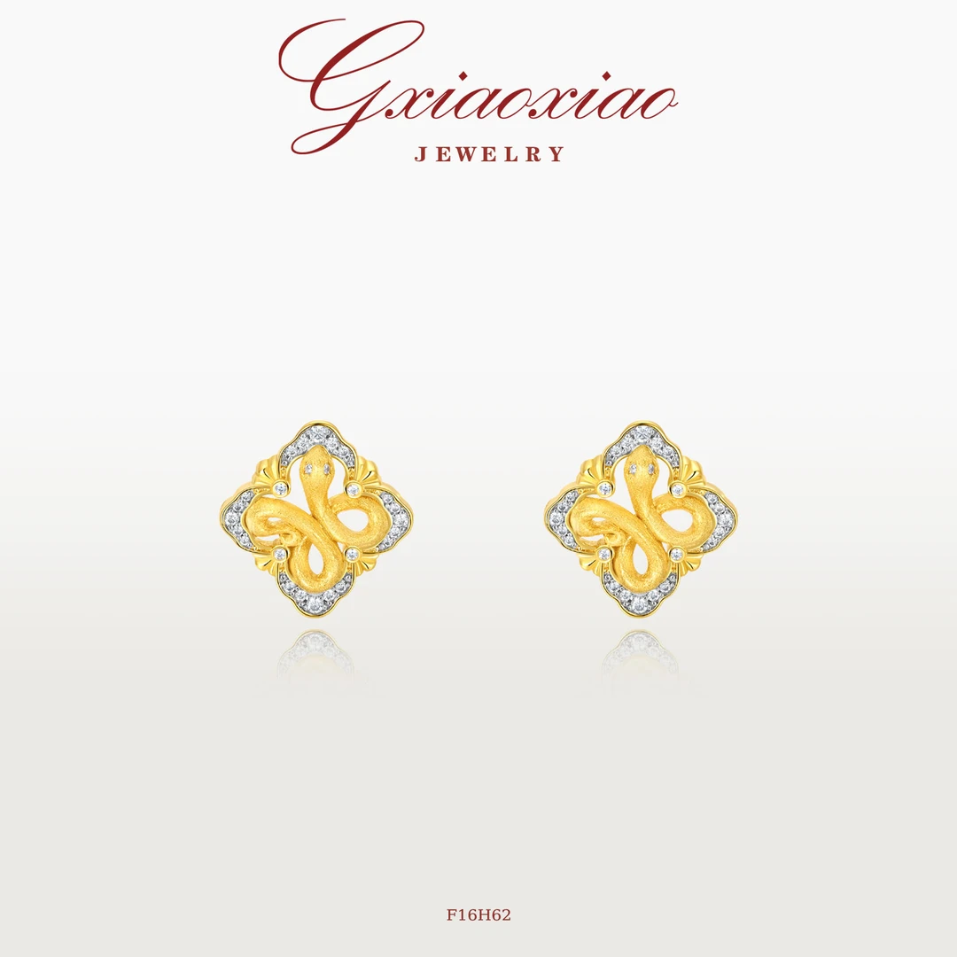 G XIAOXIAO耳饰气质复古高级百搭幸运拉丝灵蛇耳环F16H62新年礼物
