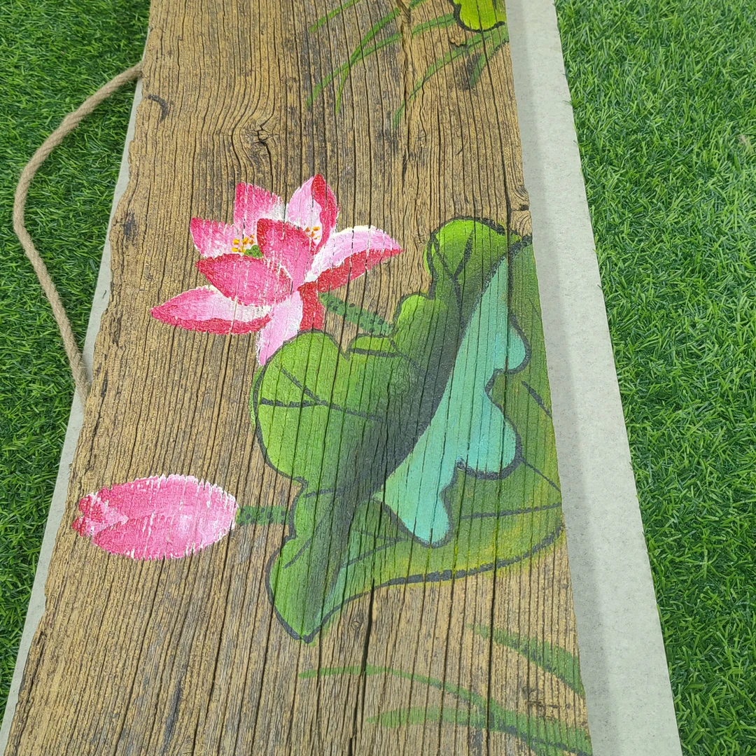 风化老榆木门板料，实木板，纯手工绘画