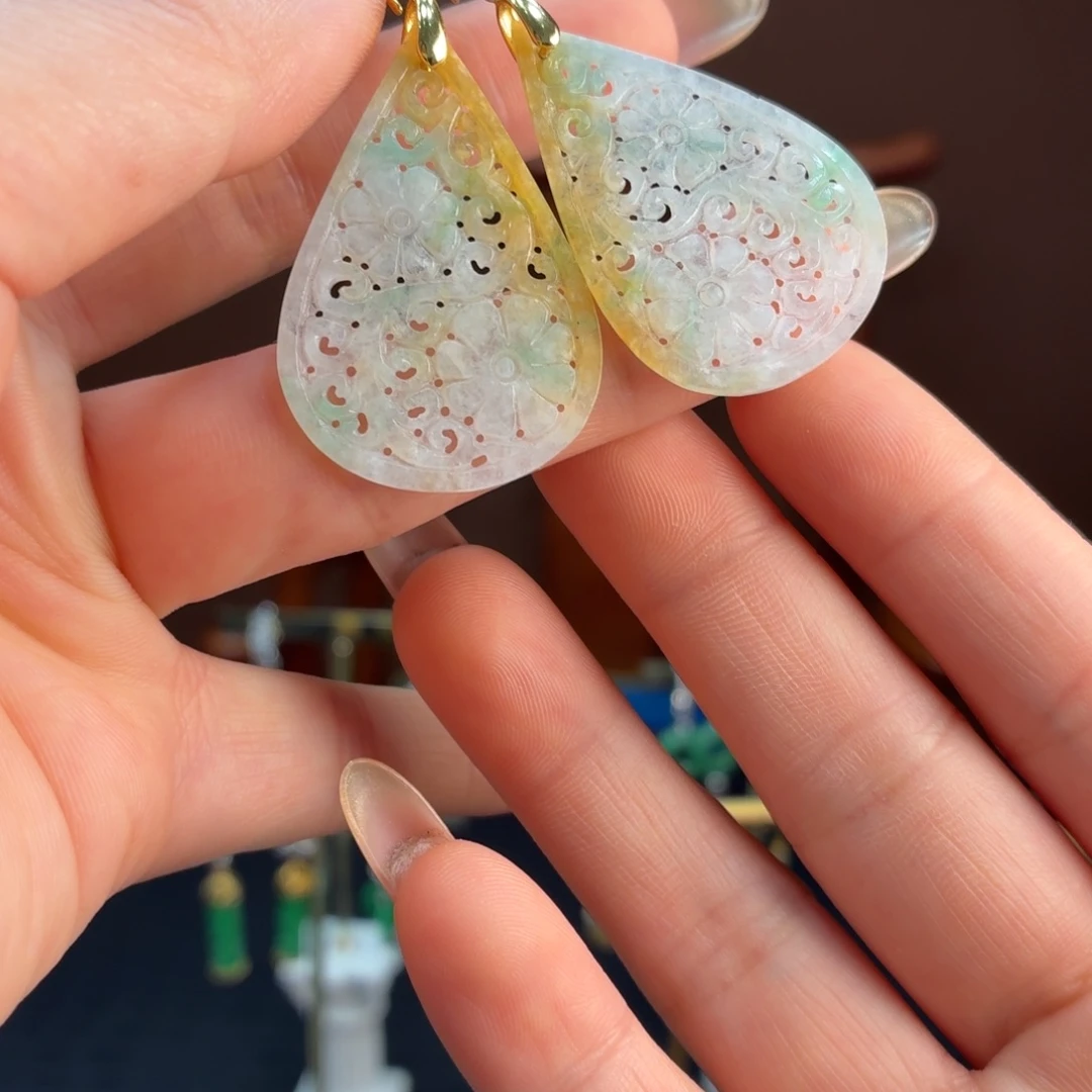 翡翠银S925镶嵌耳饰