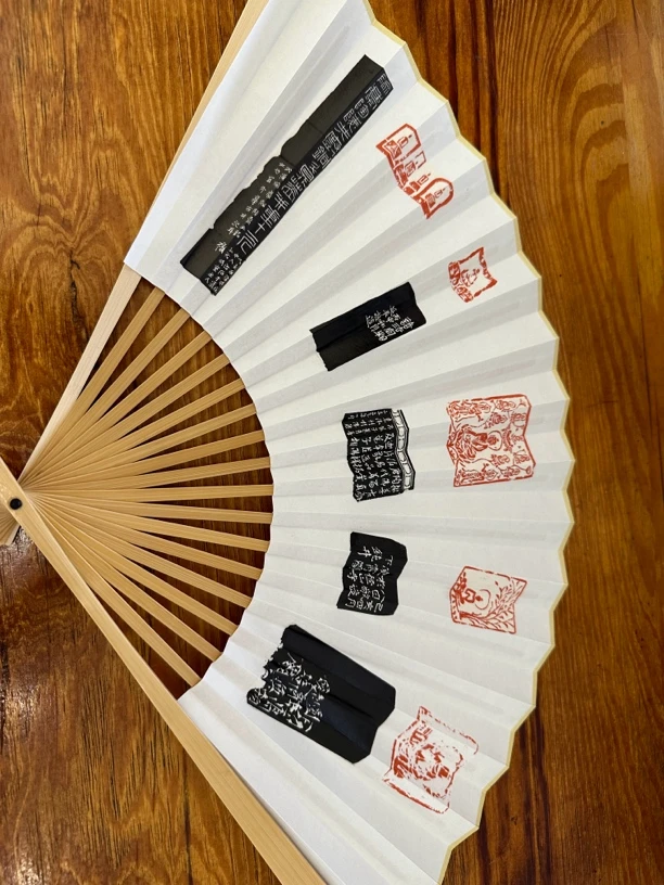 精选5方佛像 原拓作品成扇 9.5寸18档