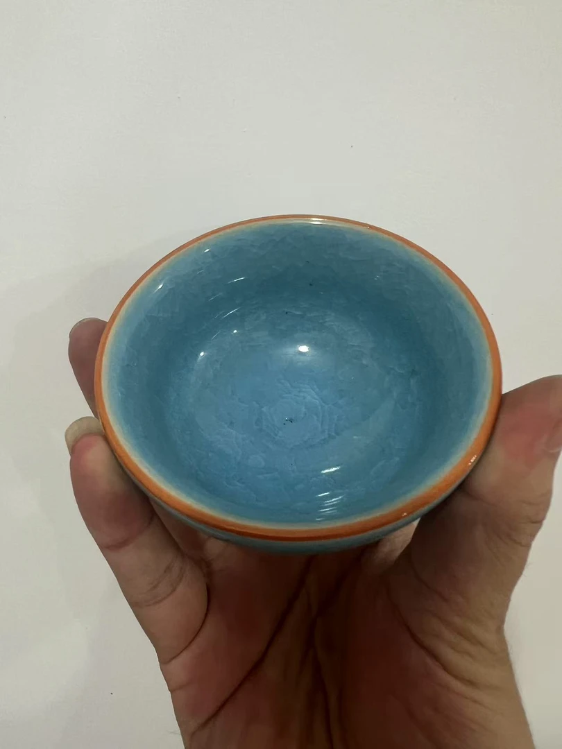 蓝冰裂jz 41羊脂玉瓷茶杯主人杯