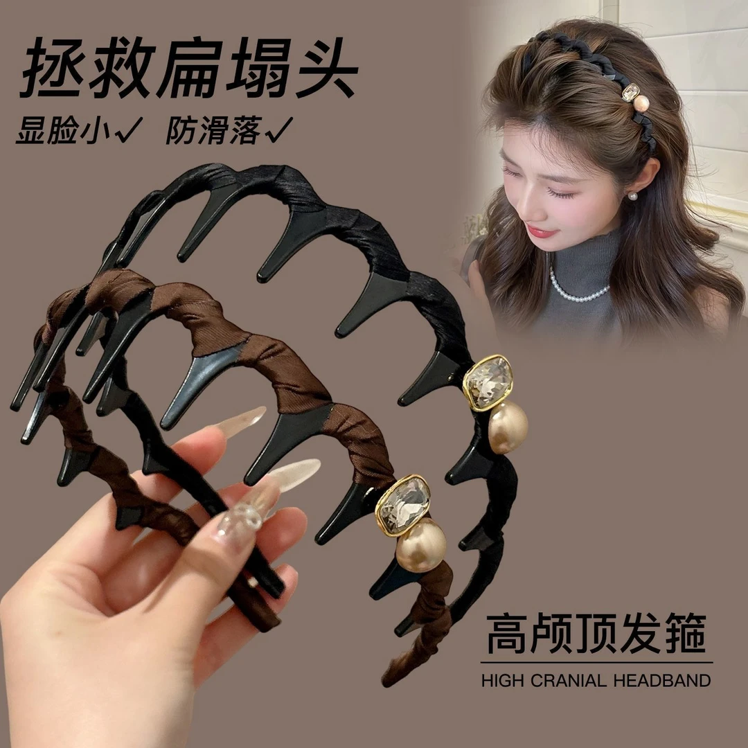 2025新款高颅顶波浪发箍女高级感带齿防滑头箍洗脸压发头捆发卡