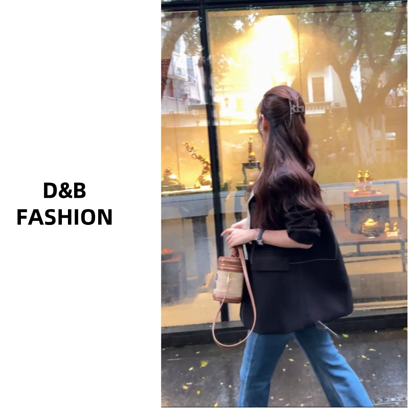 D&B大贝贝新款设计感斜纹翻领西装外套5501-1