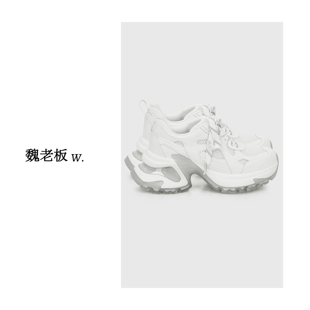 W.Diva【云端之上】网面全真皮透气休闲鞋显瘦增高老爹鞋51X021643