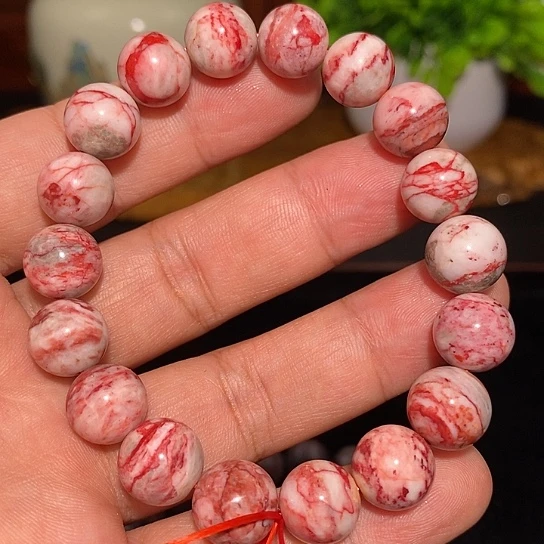 漂***生天然辰砂原石手串