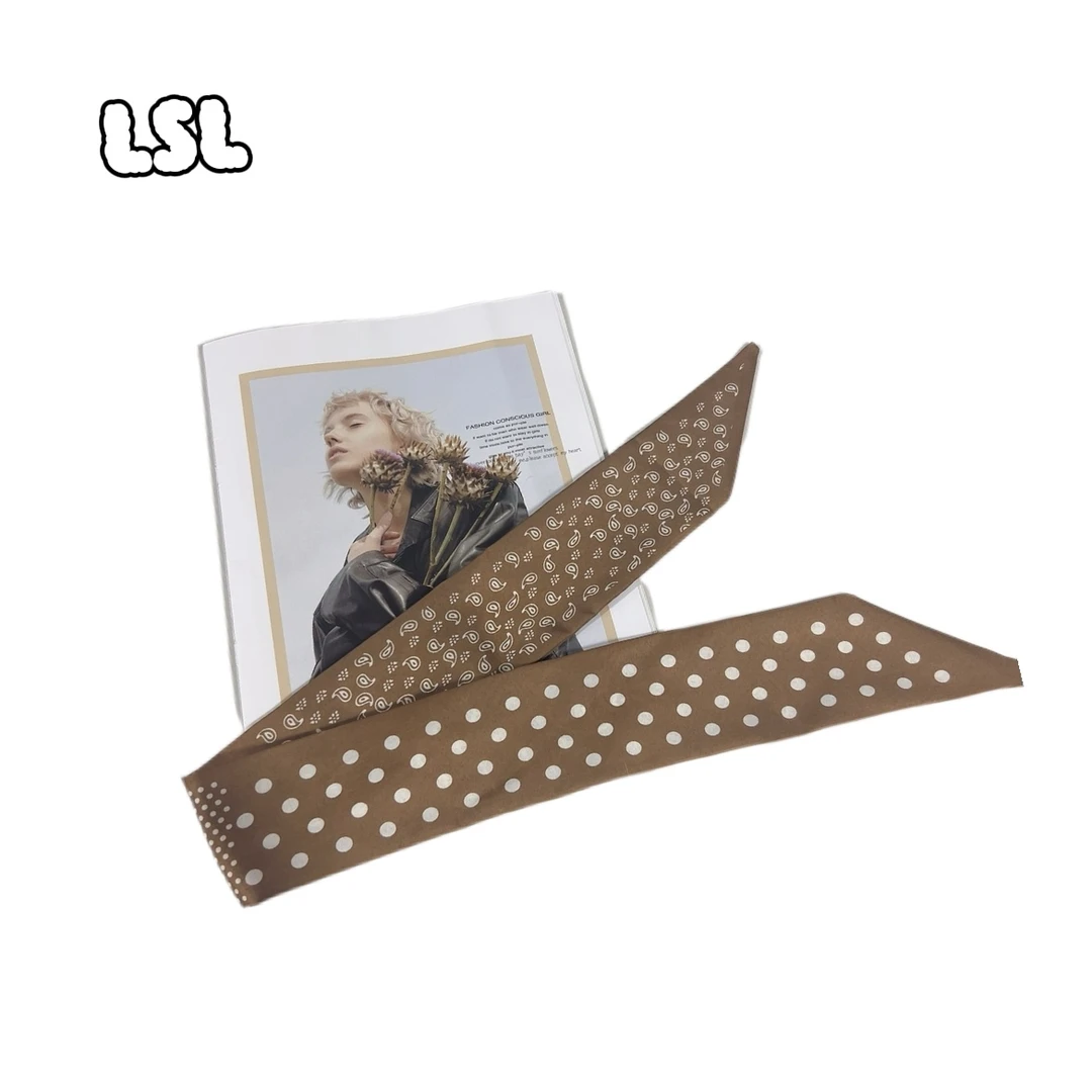 刘十六【知意】FY7016黑色波点丝巾女士时尚黑白双面高级感脖饰飘带