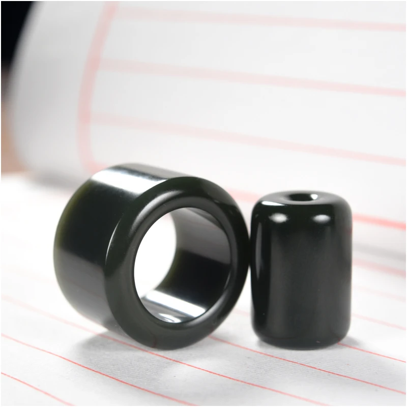 玉石缘【扳指21.6mm】新疆和田玉青玉籽料精品男女款扳指勒子套件